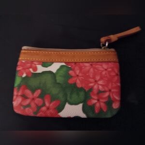 Dooney and Bourke Floral Zip Coin Purse - Pink & Green